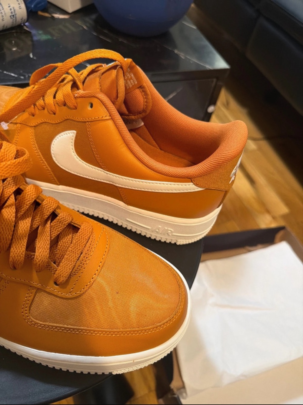 Nike Men’s Orange Low-Top Sneakers with White Swoosh